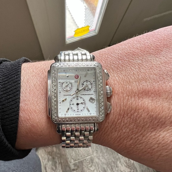 Michele Deco Diamond Watch w/ 5 Authentic Michele bands New Battery. - Picture 10 of 16